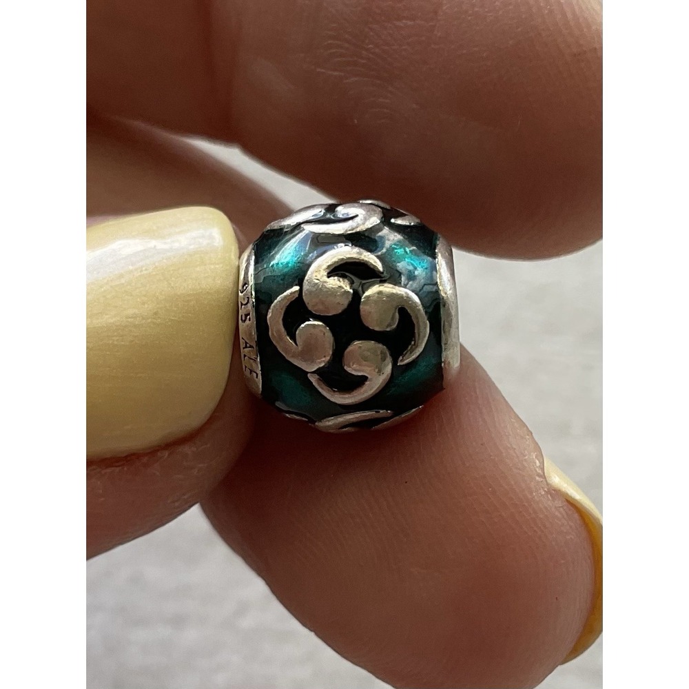retired Pandora sterling silver teal enamel Zen charm ALE 925